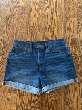 J. Crew Medium Blue Cuffed Denim Jean Shorts 30 NWT